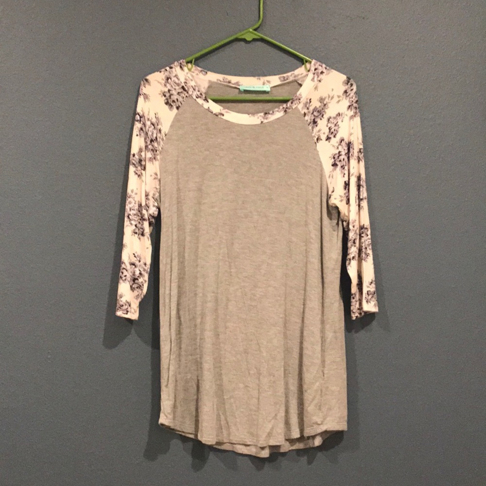 Grey and floral shirt